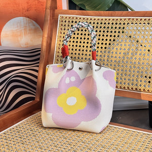 Soft Knitted Top-Handle Shoulder Handbag