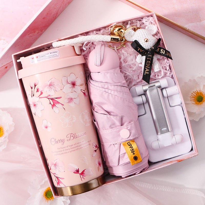 Thermos Cup Gift Set — Sakura Umbrella & Stand