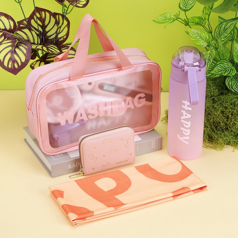 Pink Travel Gift Box Set — Cute Cat Wallet
