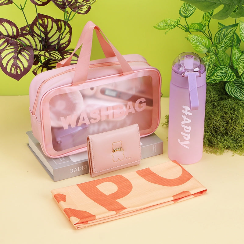 Pink Travel Gift Box Set — Bear Charm Wallet